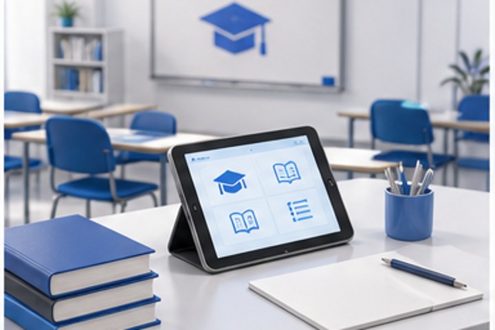 Education staff using technology in a learning environment