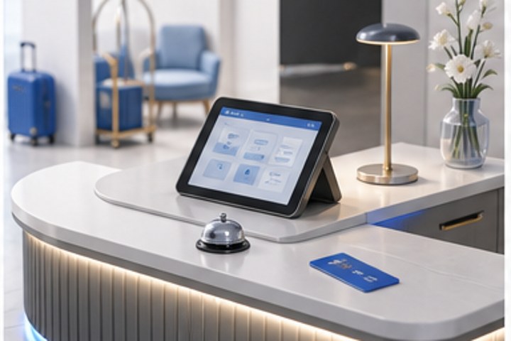 Hospitality team managing guest service technology